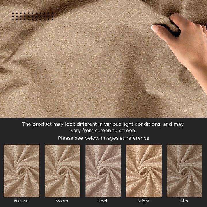 Embossed Velvet Beige Fabric