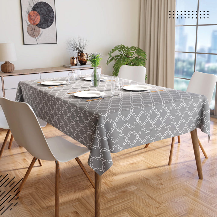 Cotton Grey Tiles Table Cloth (Pack of 1)