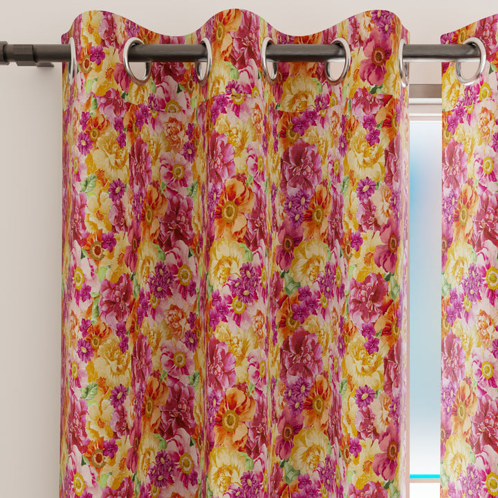 Blackout Polyester F2 Red Curtain (Pack of 2)