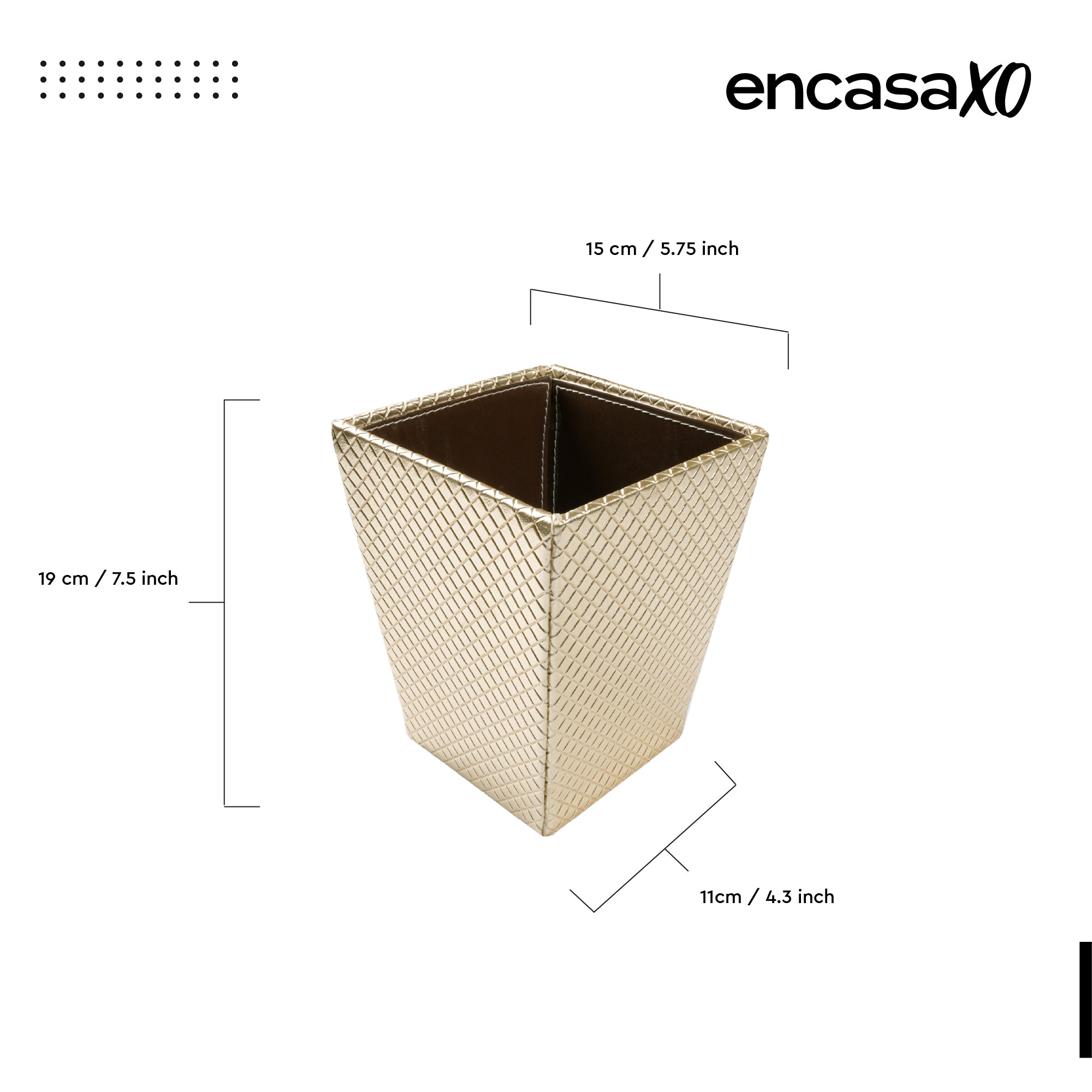 PU-Leather Light Gold Leather Dustbin