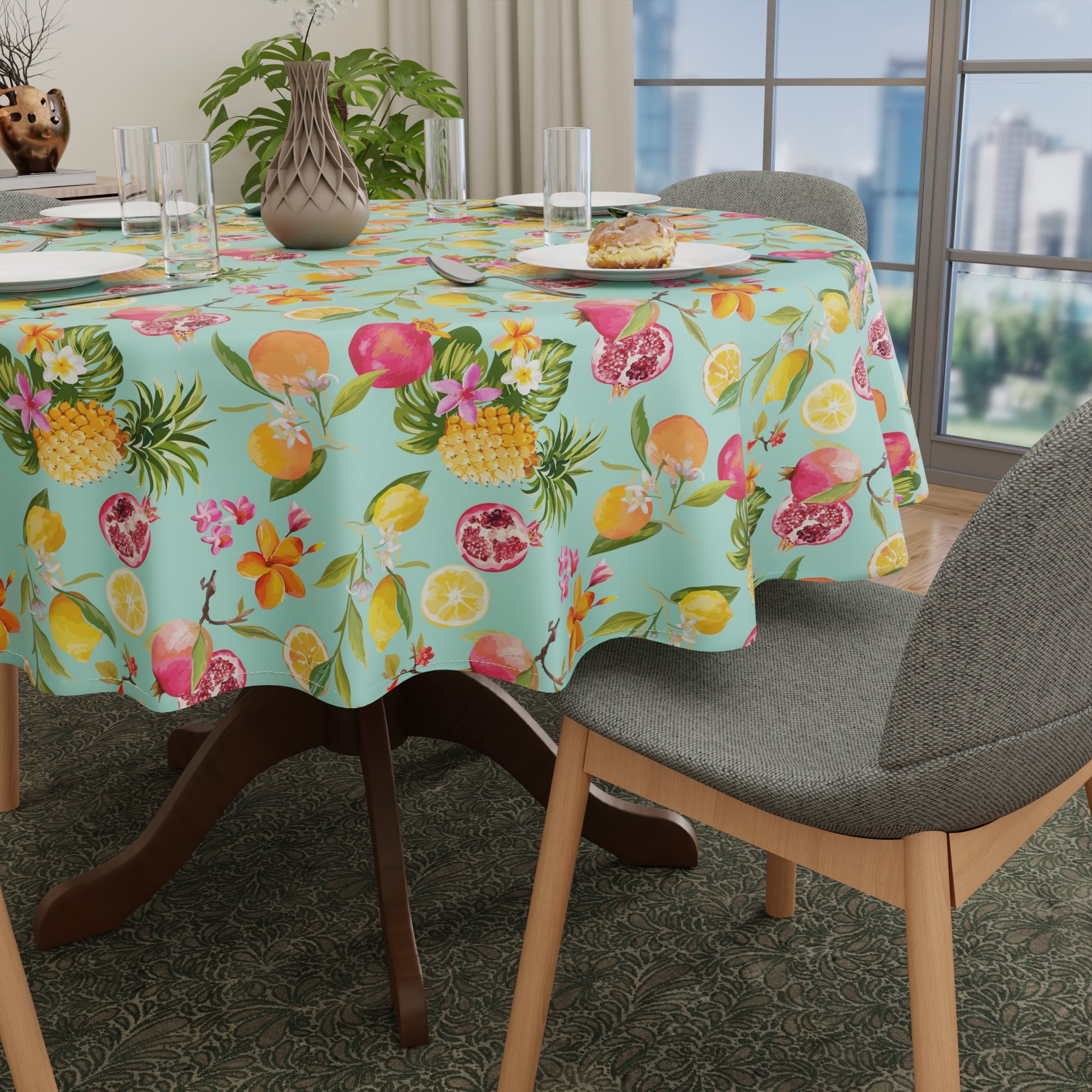 Polyester Pineapple Table Cloth (Pack of 1)