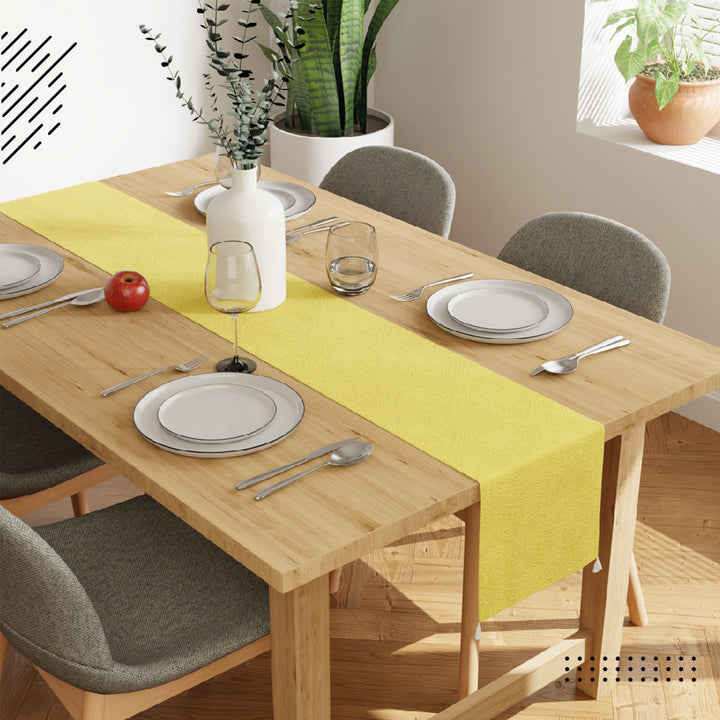 Embossed Velvet Pale Lime Table Runner