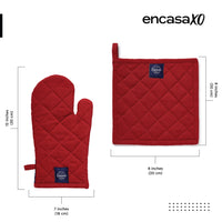 Cotton Red Oven Glove & Pot Holder