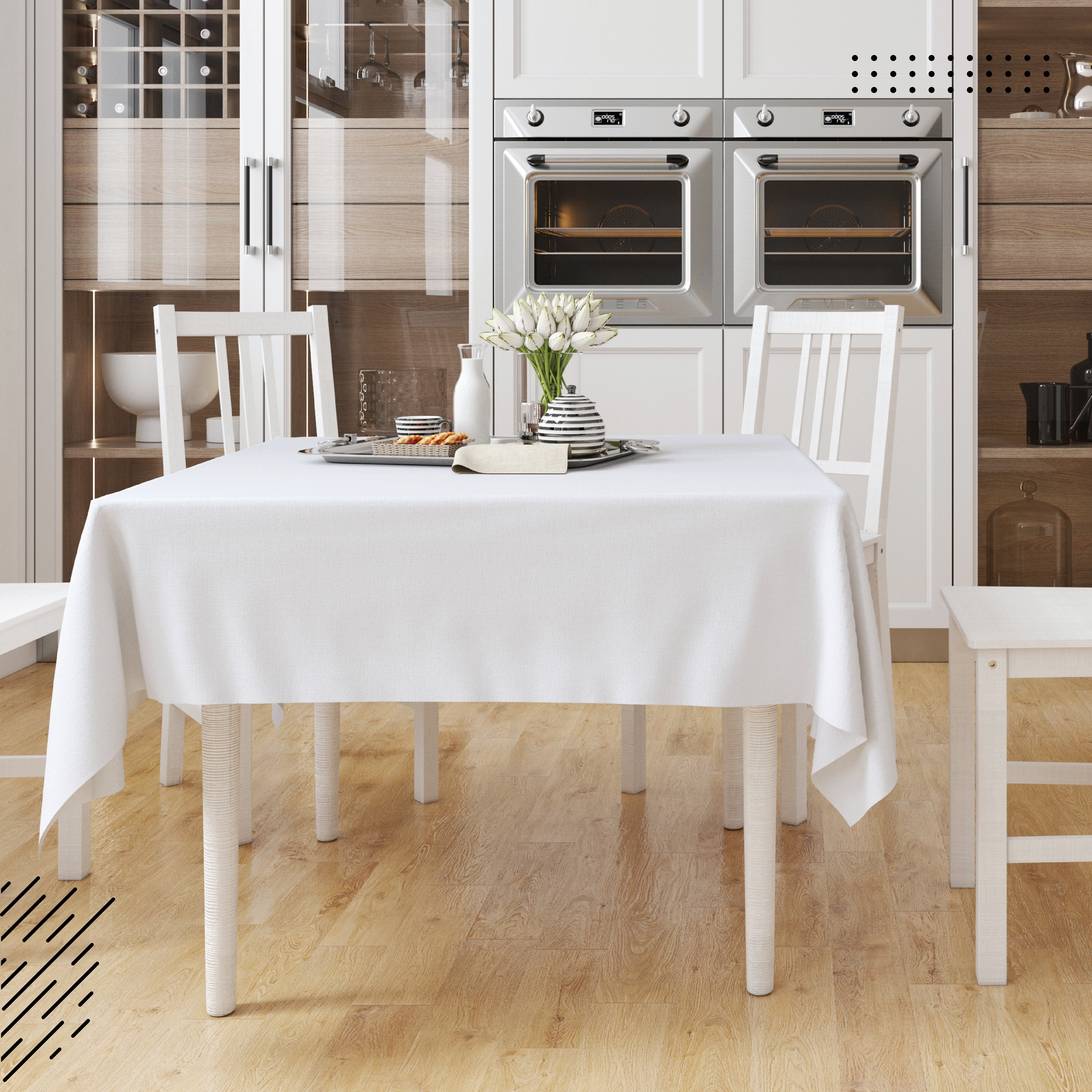 Cotton White Table Cloth (Pack of 1)