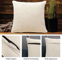 Quilted Velvet Cream Cushion Cover (Pack of 2)