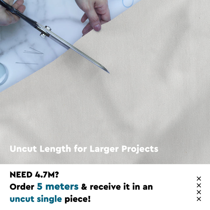 Mercerised Cotton Canvas Fabric, 100x150 cm Wide | Sold by the Metre, Cut to Length | Fabric For Cushions, Sofa Covers, Light Upholstery, Embroidery, Dress Material