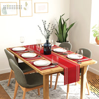 Cotton Ladder Red Table Runner+Placemat (Pack of 7)