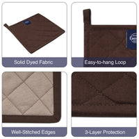 Yarn Dyed Cotton Dark Taupe & Beige Potholder (Pack of 2)