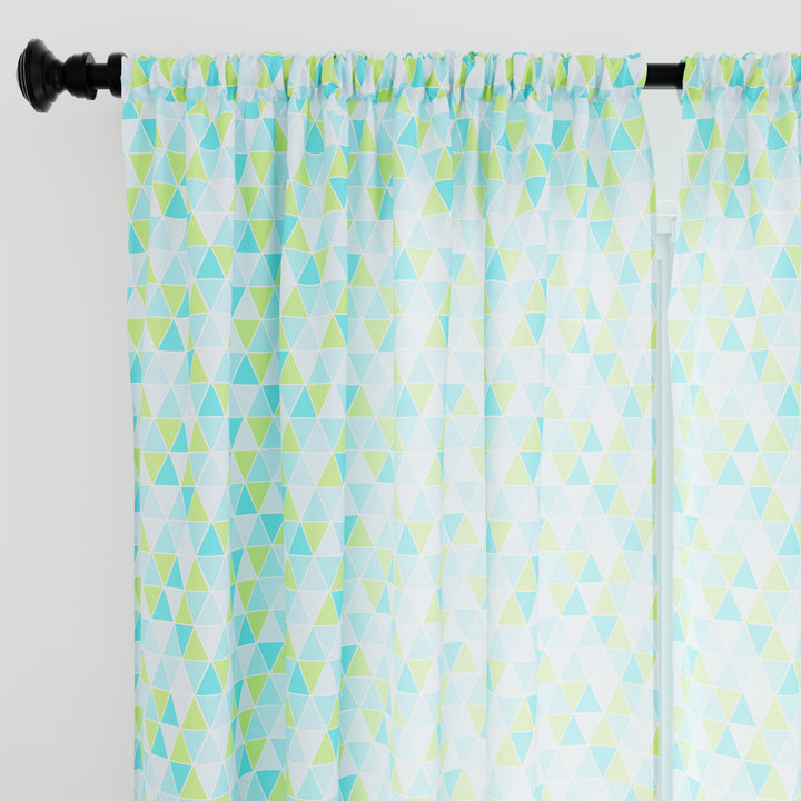 Polyester Triangles Aqua Curtain (Pack of 2)