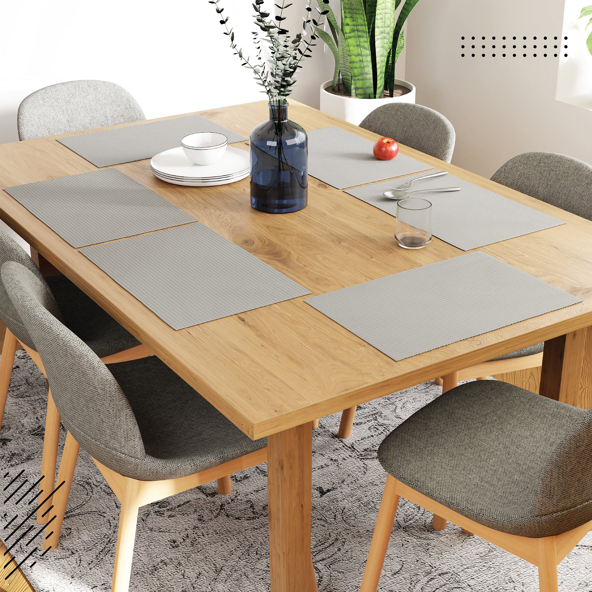 Ribbed Cotton Light Grey Placemat (Pack of 6)