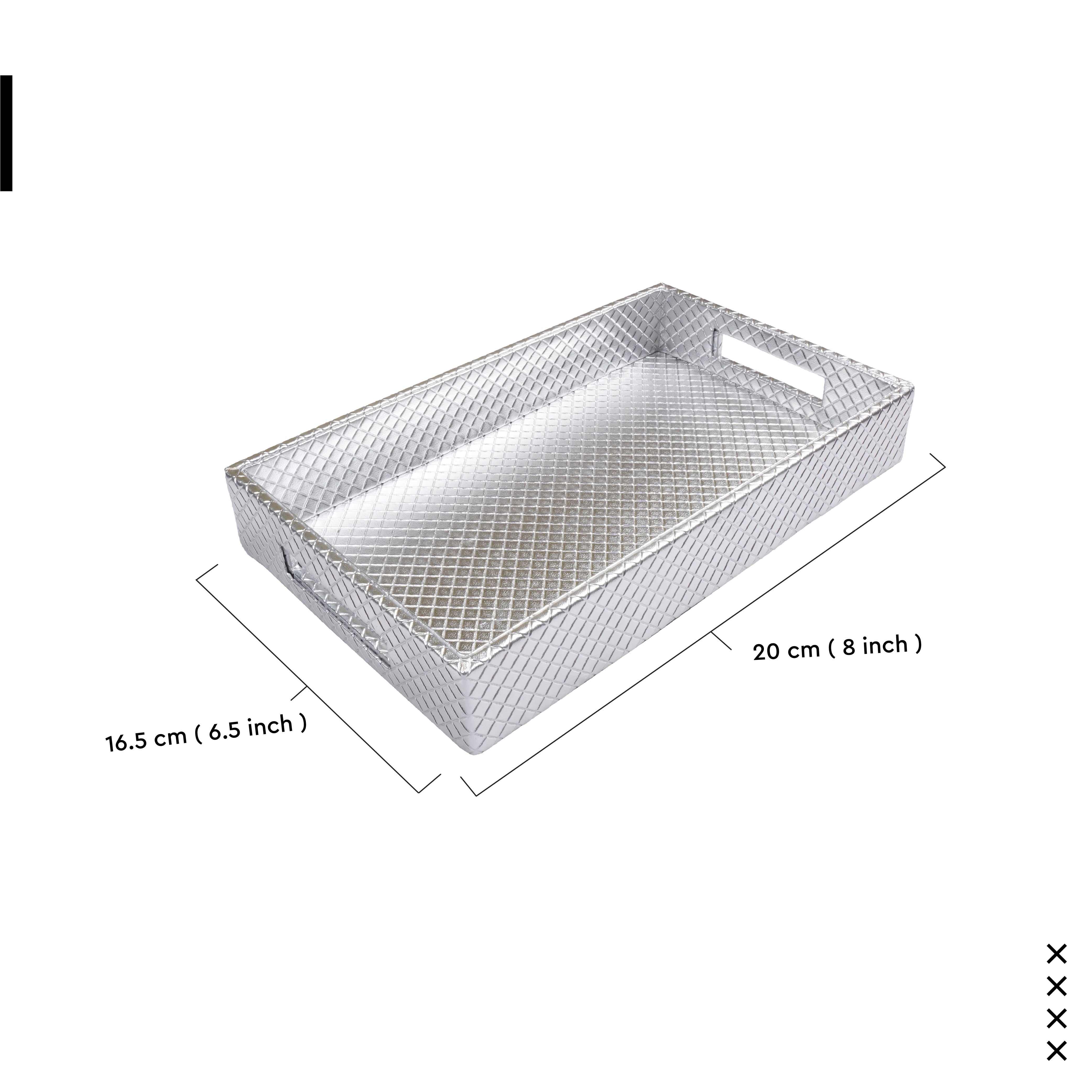 Leather Silver Leather Serving Tray
