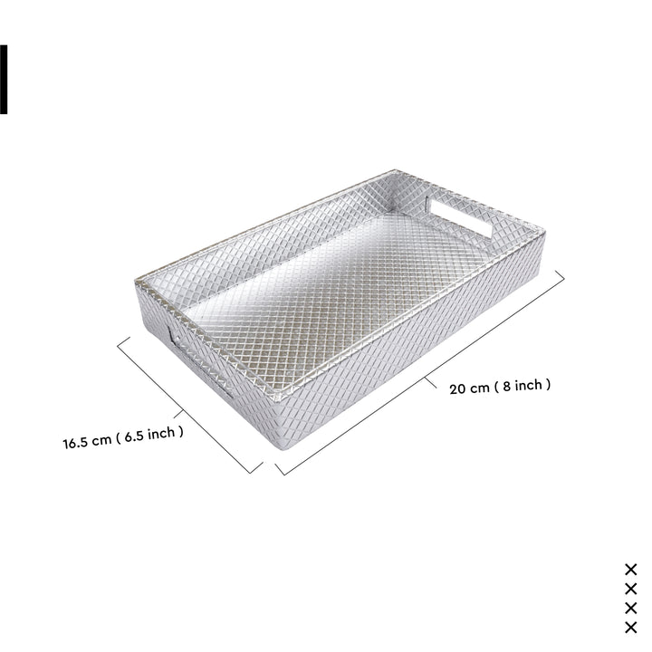 Leather Silver Leather Serving Tray