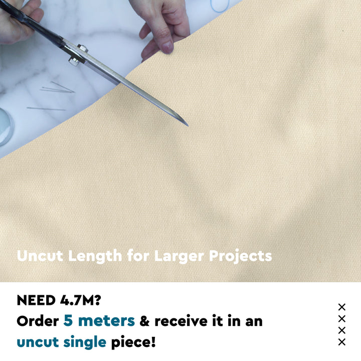 Mercerised Cotton Canvas Fabric, 100x150 cm Wide | Sold by the Metre, Cut to Length | Fabric For Cushions, Sofa Covers, Light Upholstery, Embroidery, Dress Material