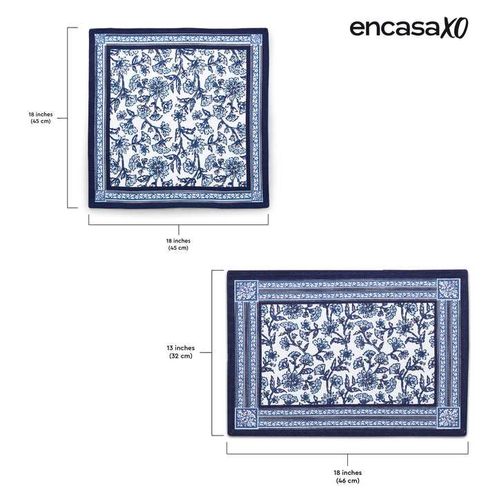 Cotton Canvas Indigo-02 Placemat + Table Napkins
