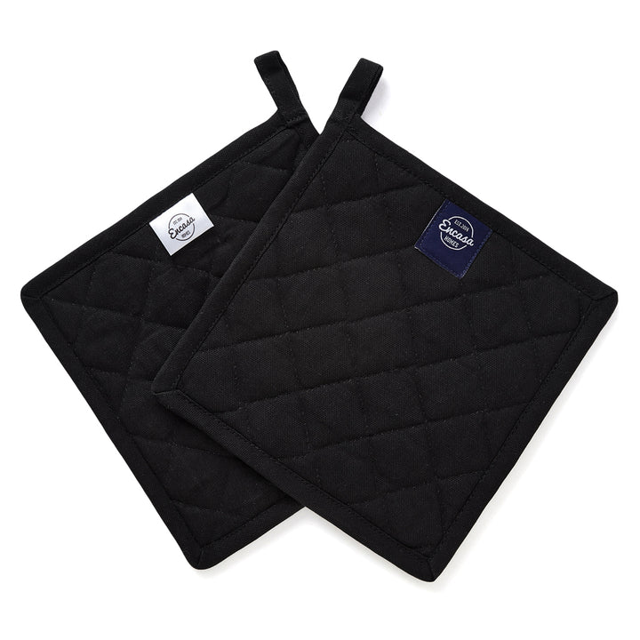 Cotton Full Black Pot Holders (Pack of 2)