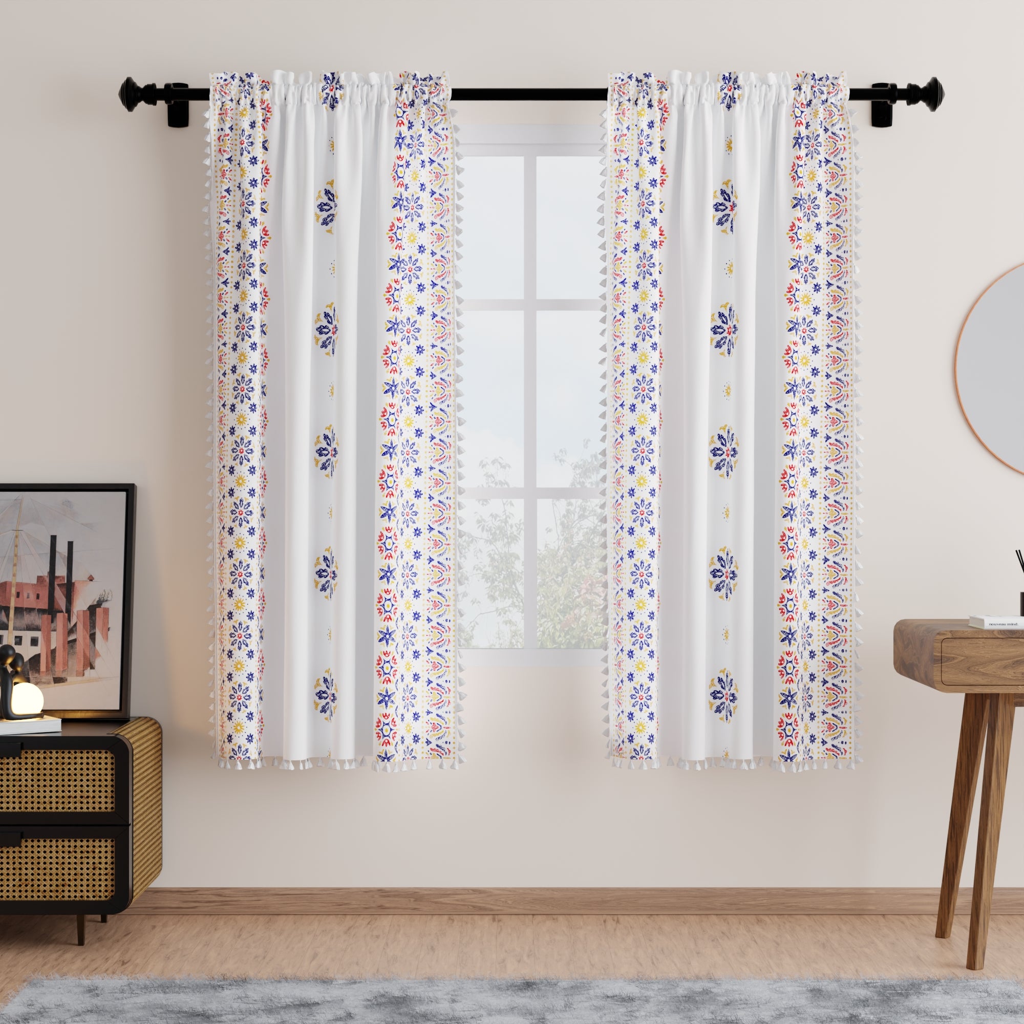 Polyester Boho Bright Curtain (Pack of 2)