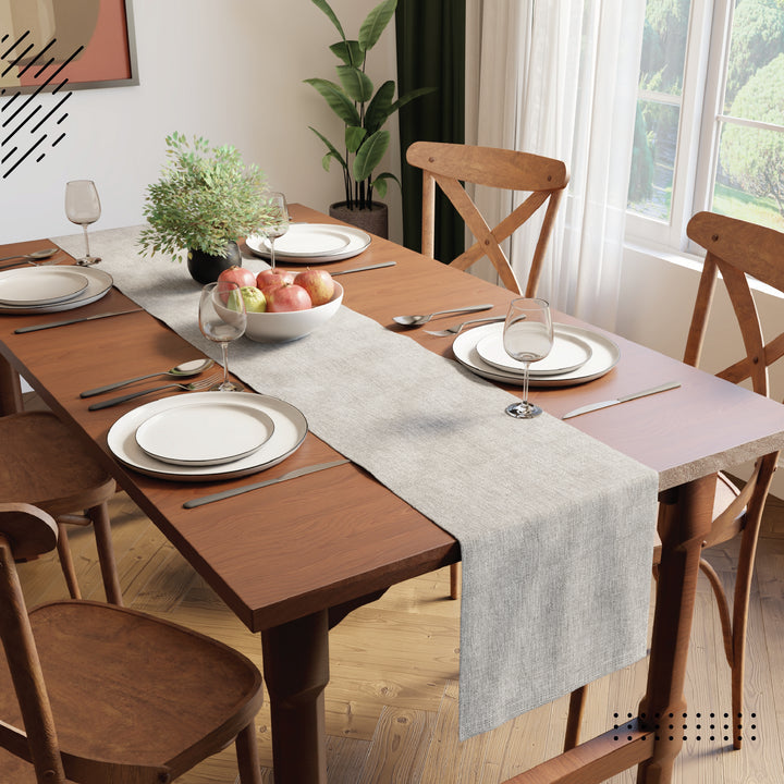 Chenille Solid Light Grey Table Runner (Pack of 1)