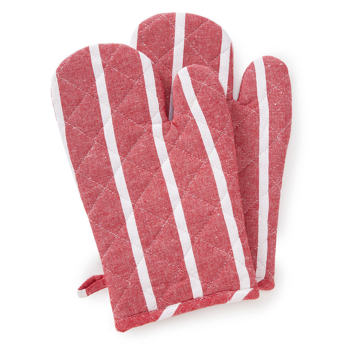 Cotton Roma Red Stripes Oven Gloves (Pack of 2)
