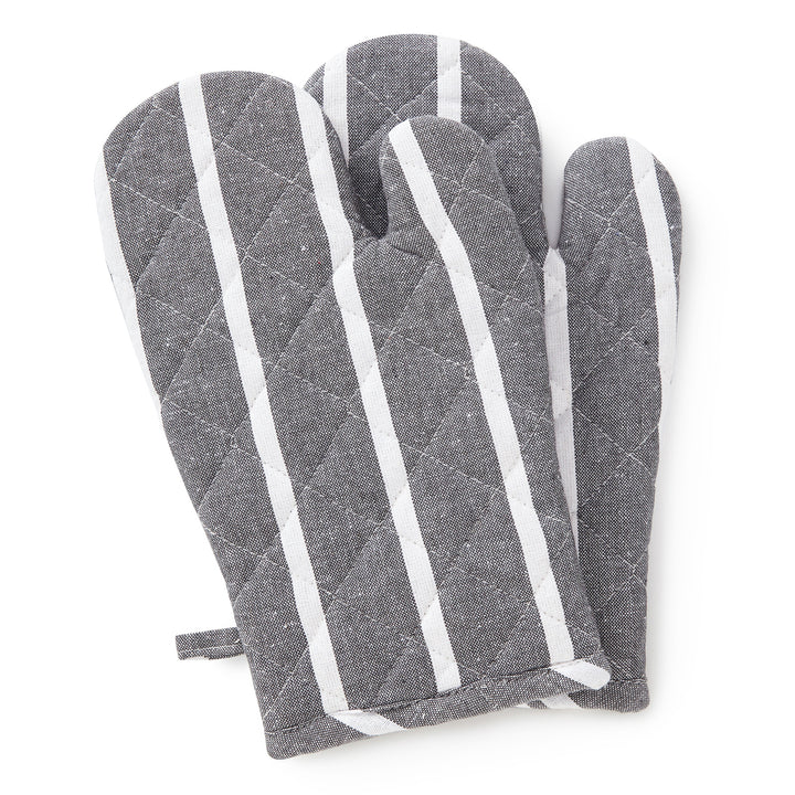 Cotton Roma Grey Stripes Oven Gloves (Pack of 2)