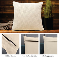 Quilted Velvet Beige Cushion Cover (Pack of 2)