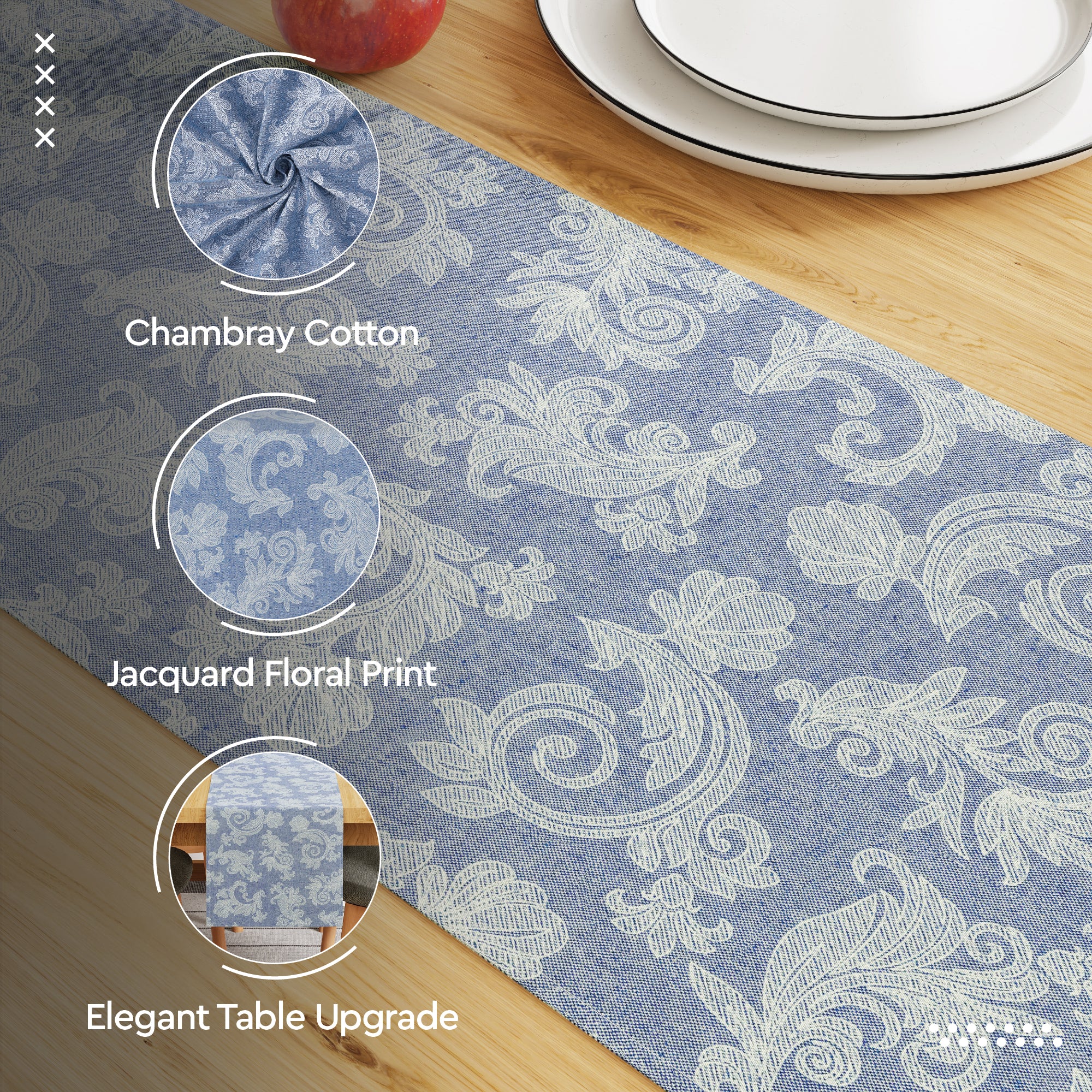 Cotton Blue Table Runner (Pack of 1)