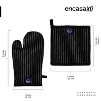 Cotton Butcher Stripes Black Oven Glove & Pot Holder