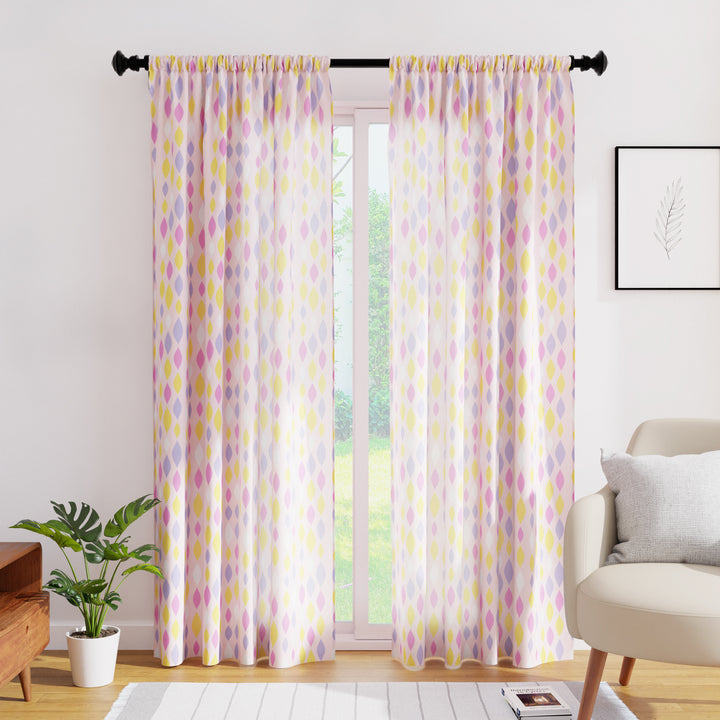 Polyester Teardrops Pink Curtain (Pack of 2)