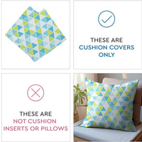 Micro Big Triangles Aqua Cushion Cover