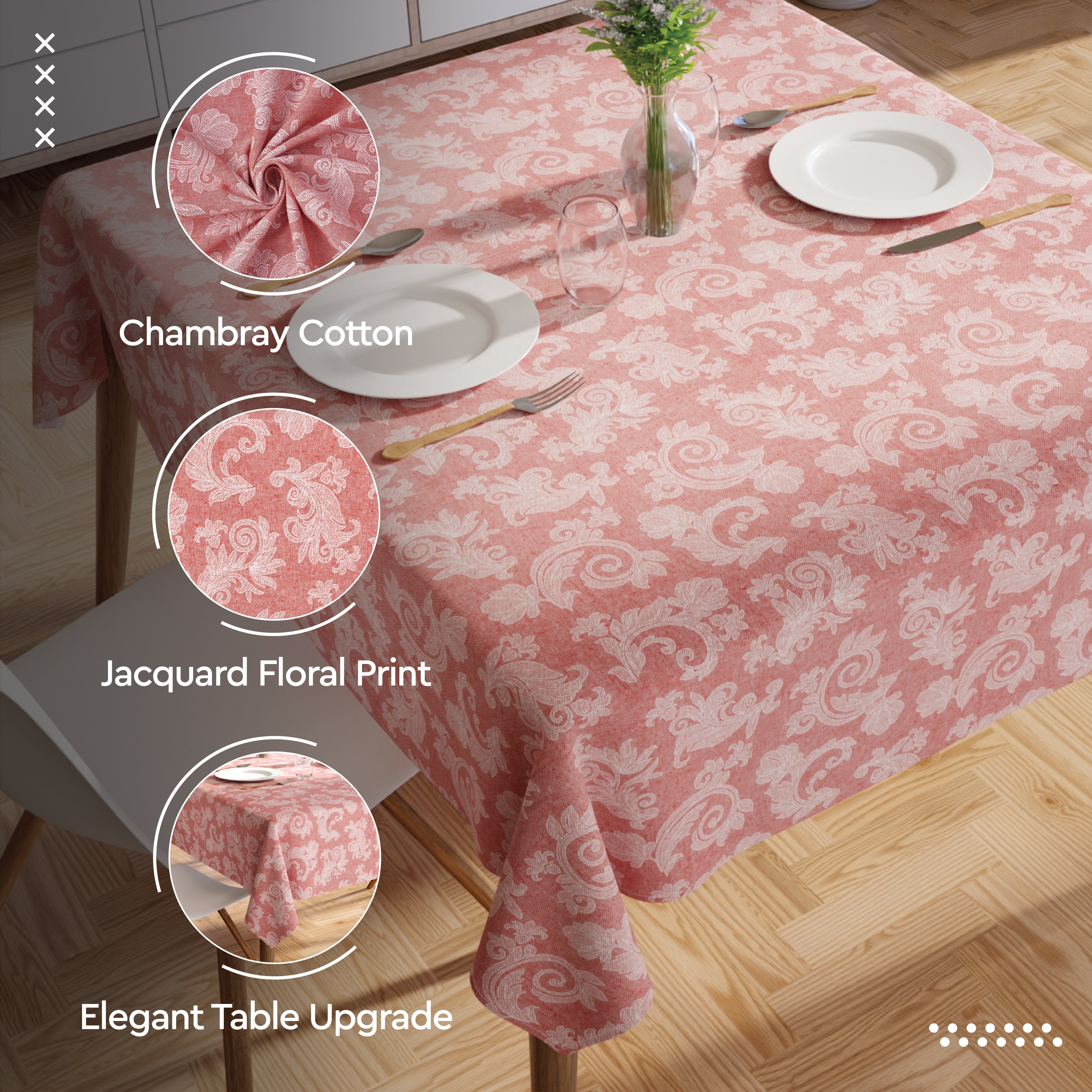 Cotton Red Table Cloth (Pack of 1)