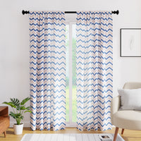 Polyester Chevron Blue Curtain (Pack of 2)
