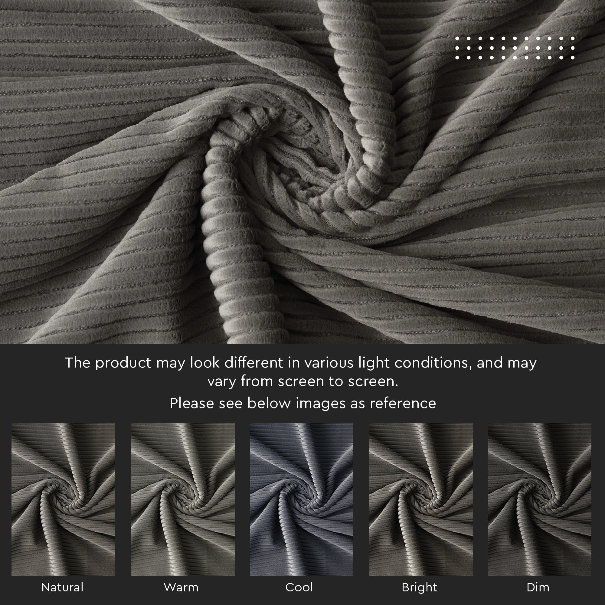 Corduroy Dark Grey Cushion Cover (Pack of 2)