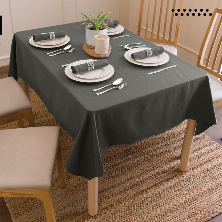 Cotton Charcoal Grey Table Cloth (Pack of 1)