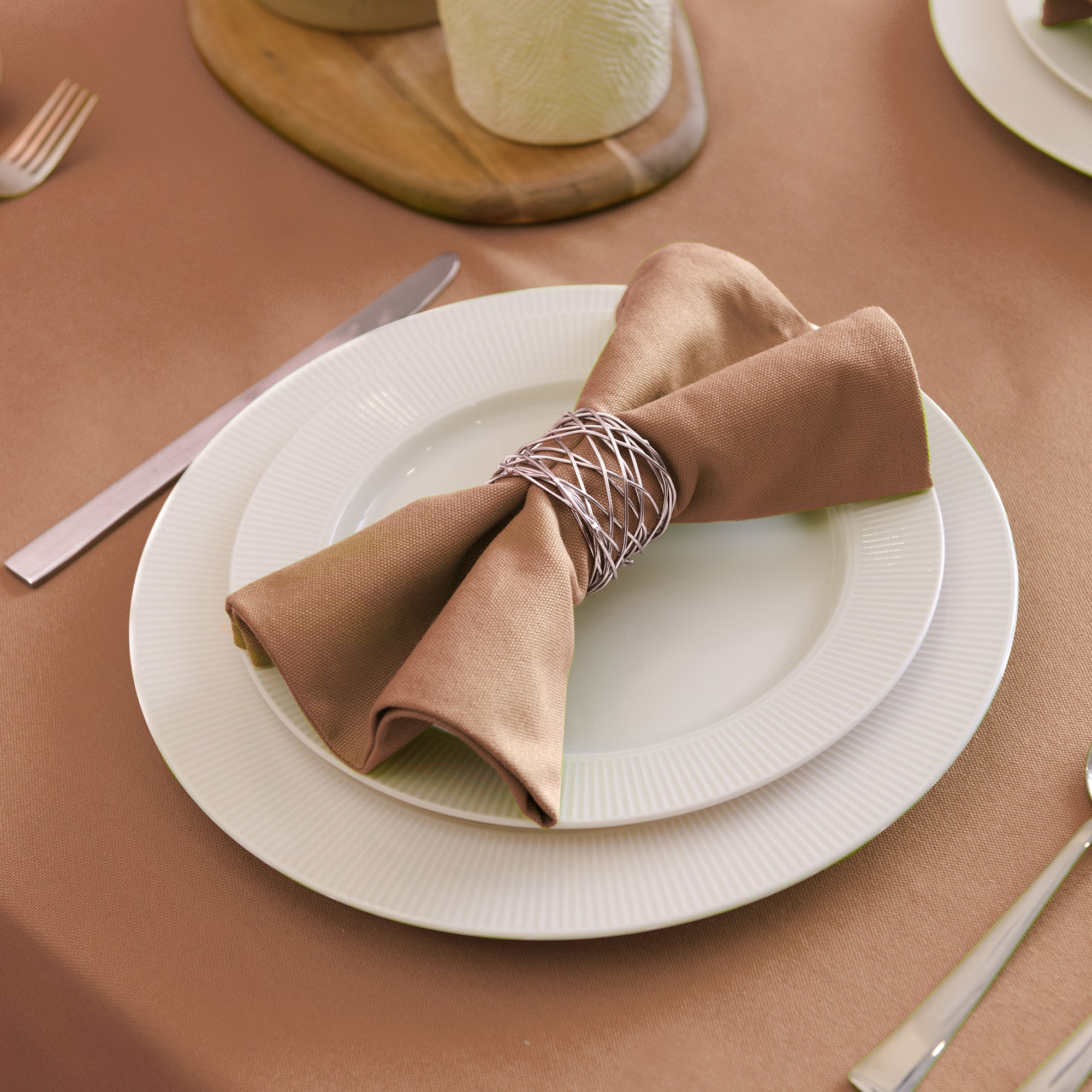 Cotton Tan Table Napkins (Pack of 12)