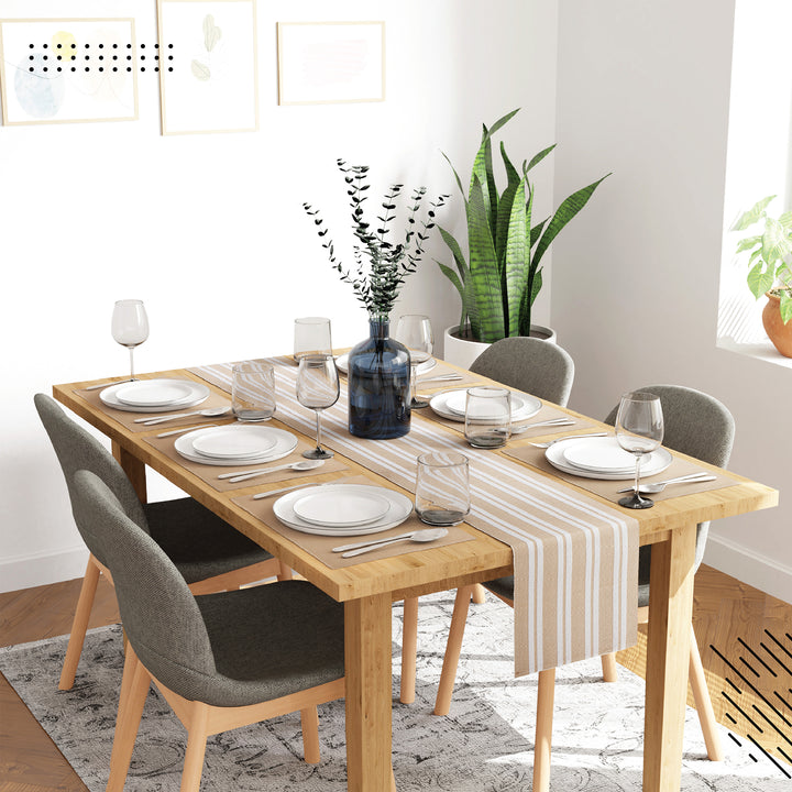 Cotton Franca Beige Table Runner+Placemat (Pack of 7)