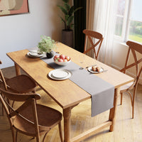 Ribbed Cotton Light Grey Table Runner (Pack of 1)