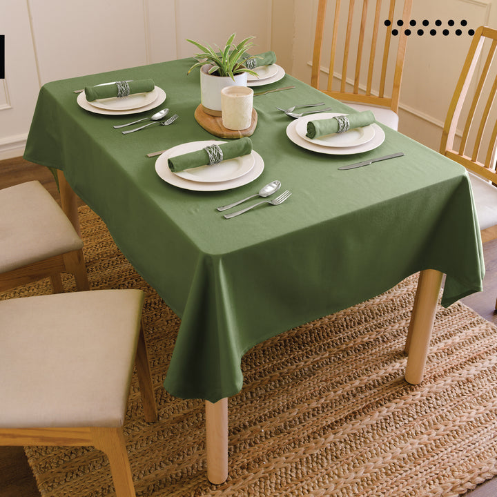 Canvas Leaf Green Table Cloth (Pack of 1)