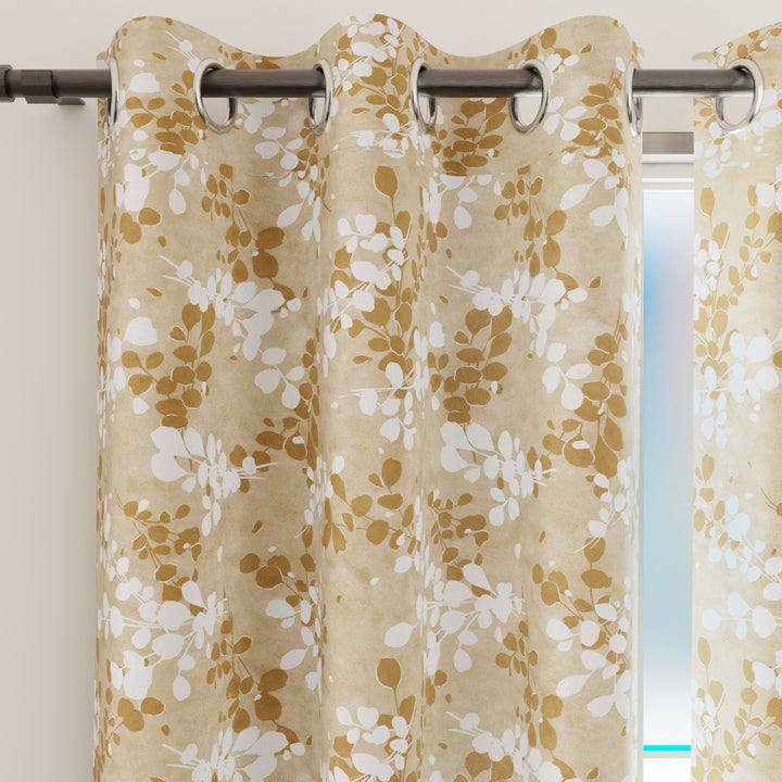 Blackout Polyester L2 Brown Curtain (Pack of 2)