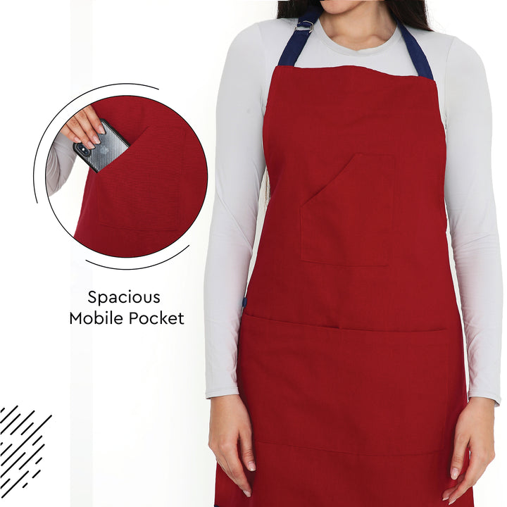 Cotton Red Apron (Pack of 1)