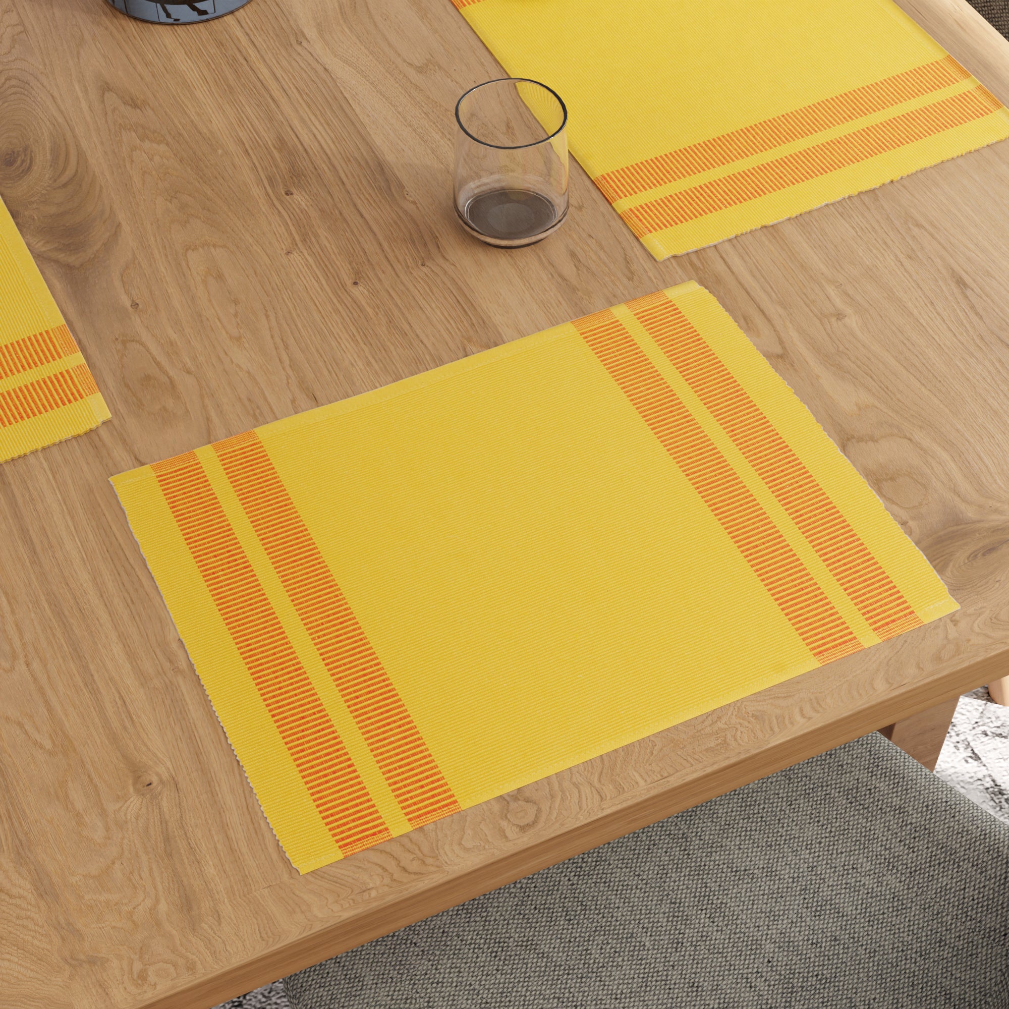 Ribbed Cotton Ladder Lemon Placemat (Pack of 6)