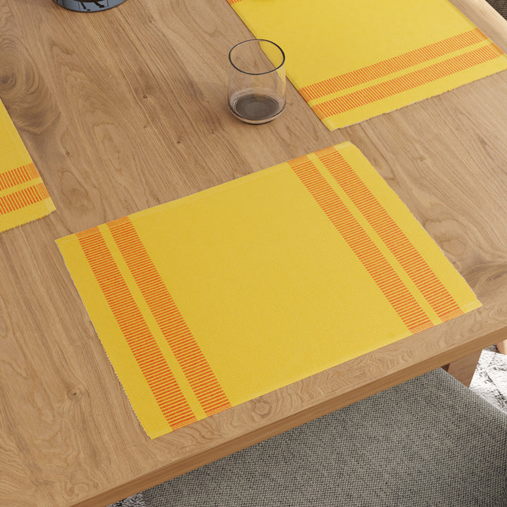 Ribbed Cotton Ladder Lemon Placemat (Pack of 6)