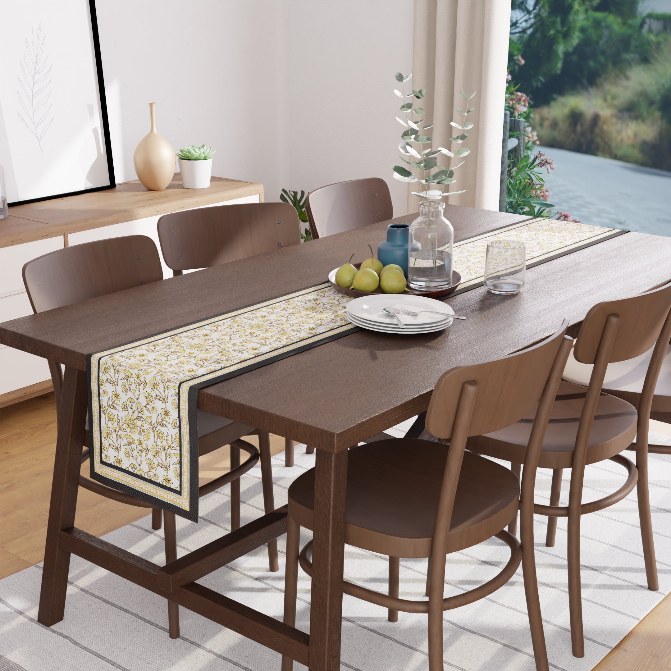 Cotton Yellow-02 Table Runner (Pack of 1)