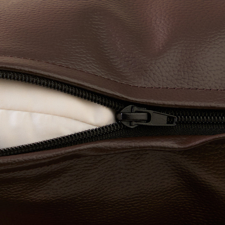 PVC Leather Dark Brown Stitch Cushion Cover (Pack of 2)