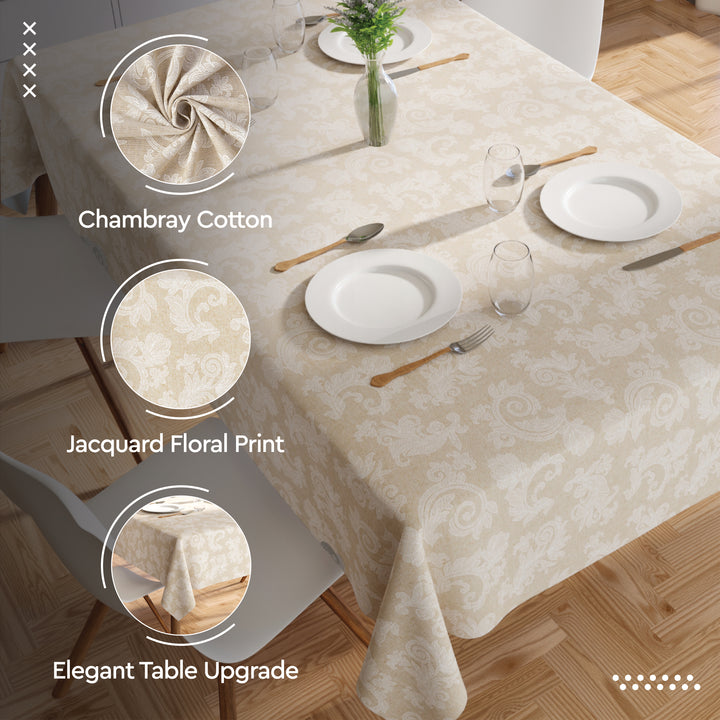 Cotton chambray Beige Table Cloth (Pack of 1)