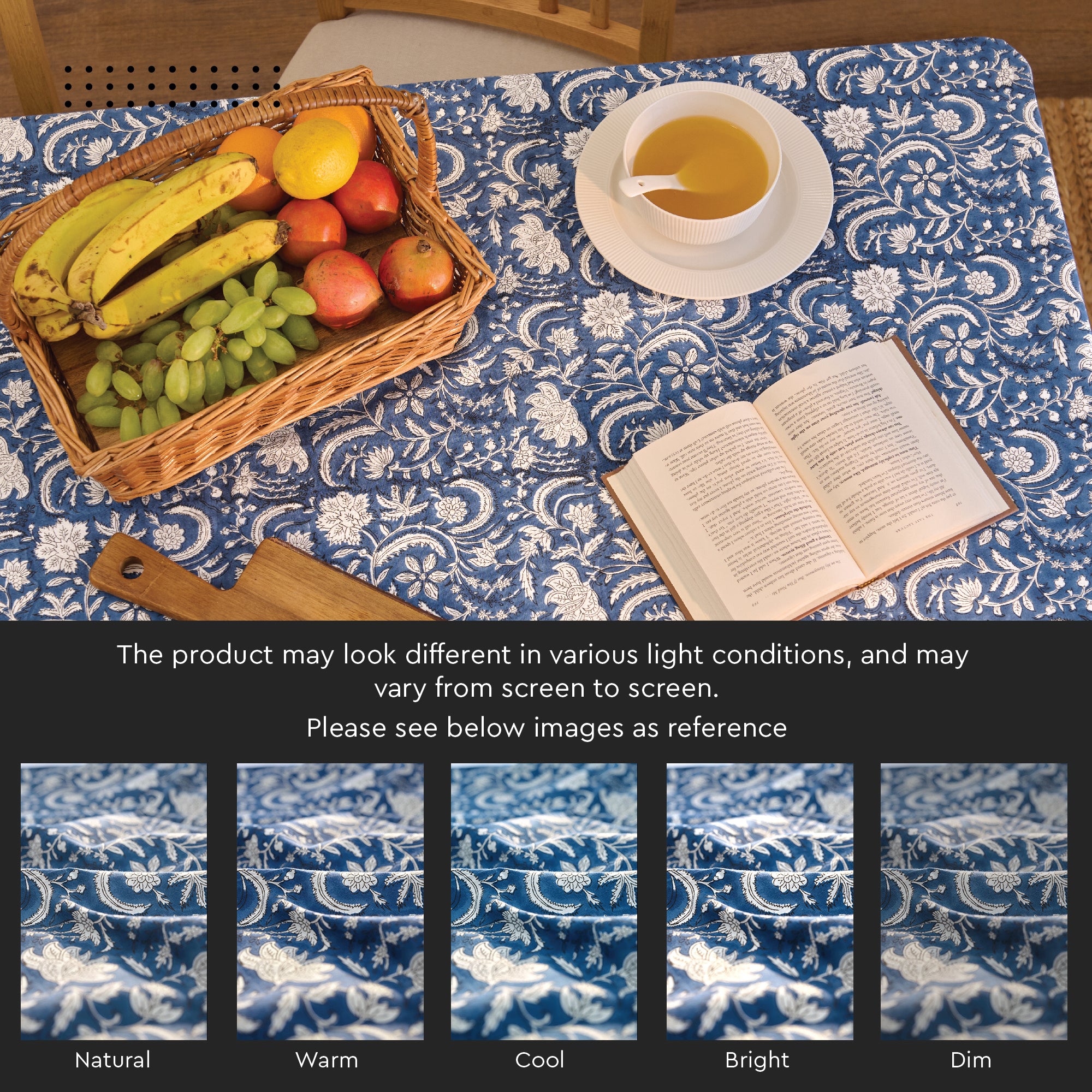 20s Cotton Twill Blue Table Cloth (Pack of 1)