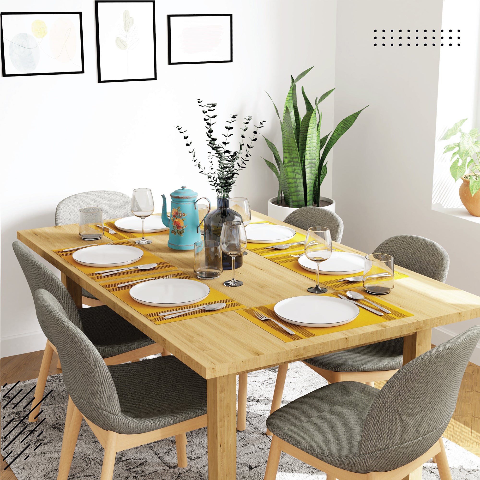 Cotton Ladder Yellow Placemat (Pack of 6)