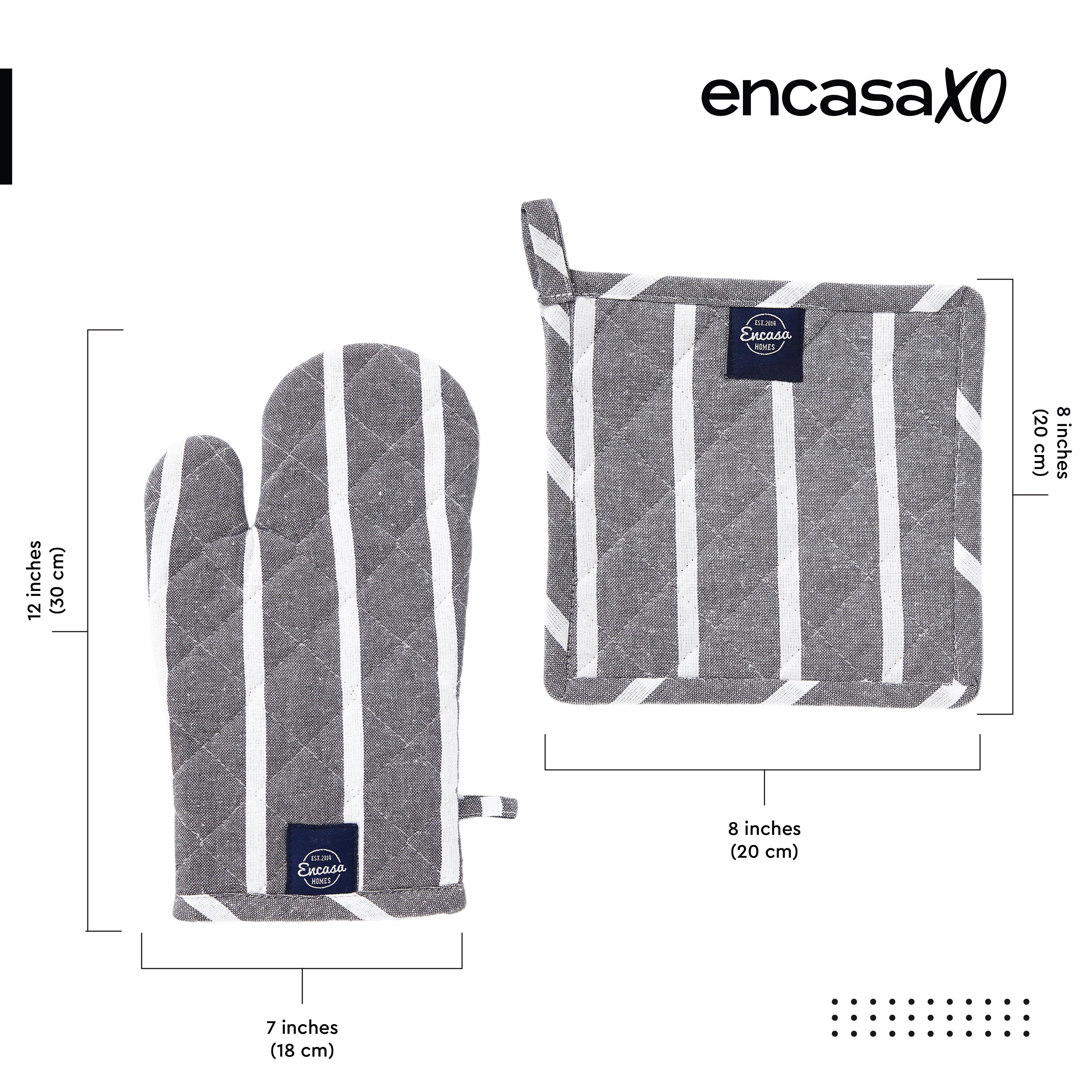 Cotton Roma Grey Stripes Oven Glove & Pot Holder