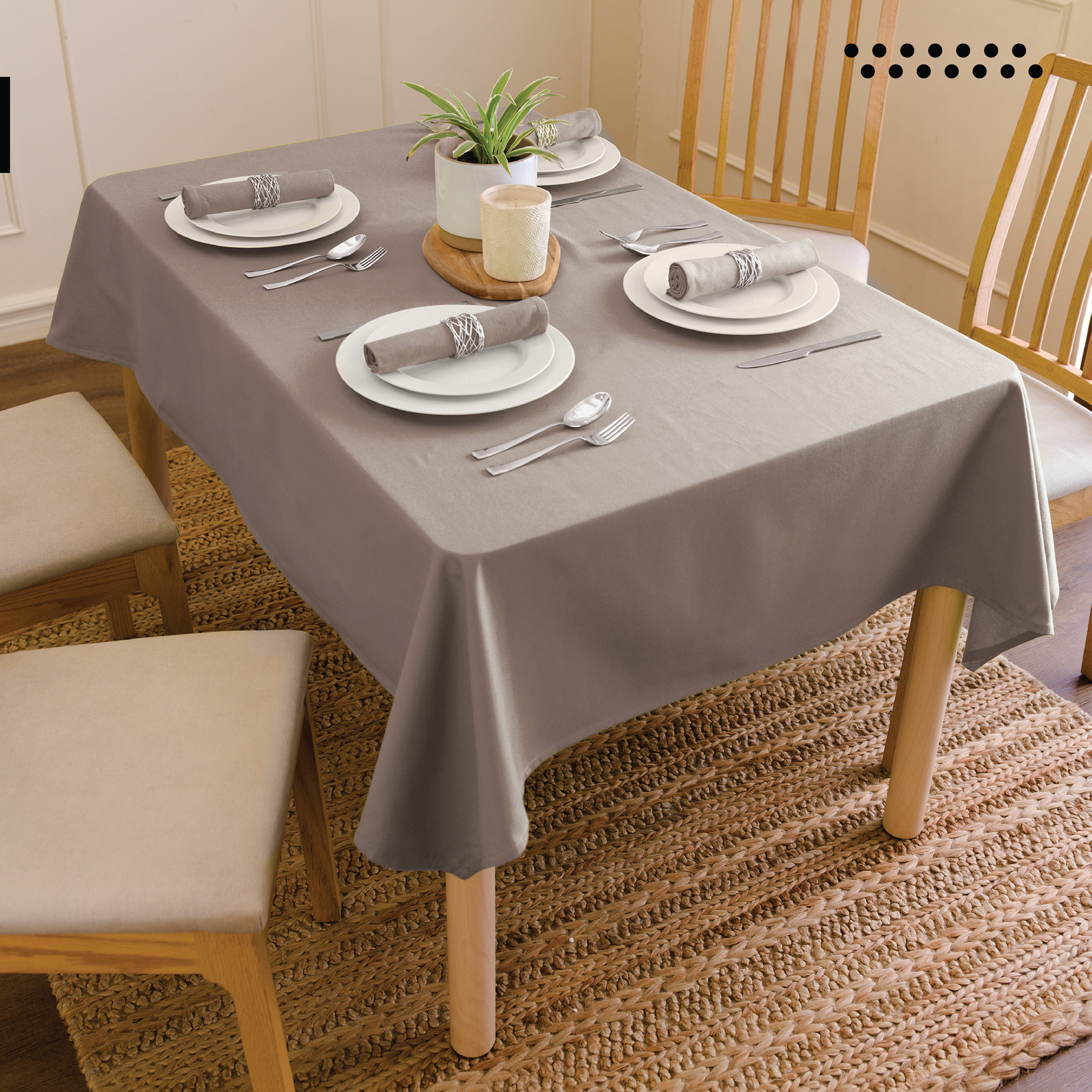 Canvas Beige Table Cloth (Pack of 1)