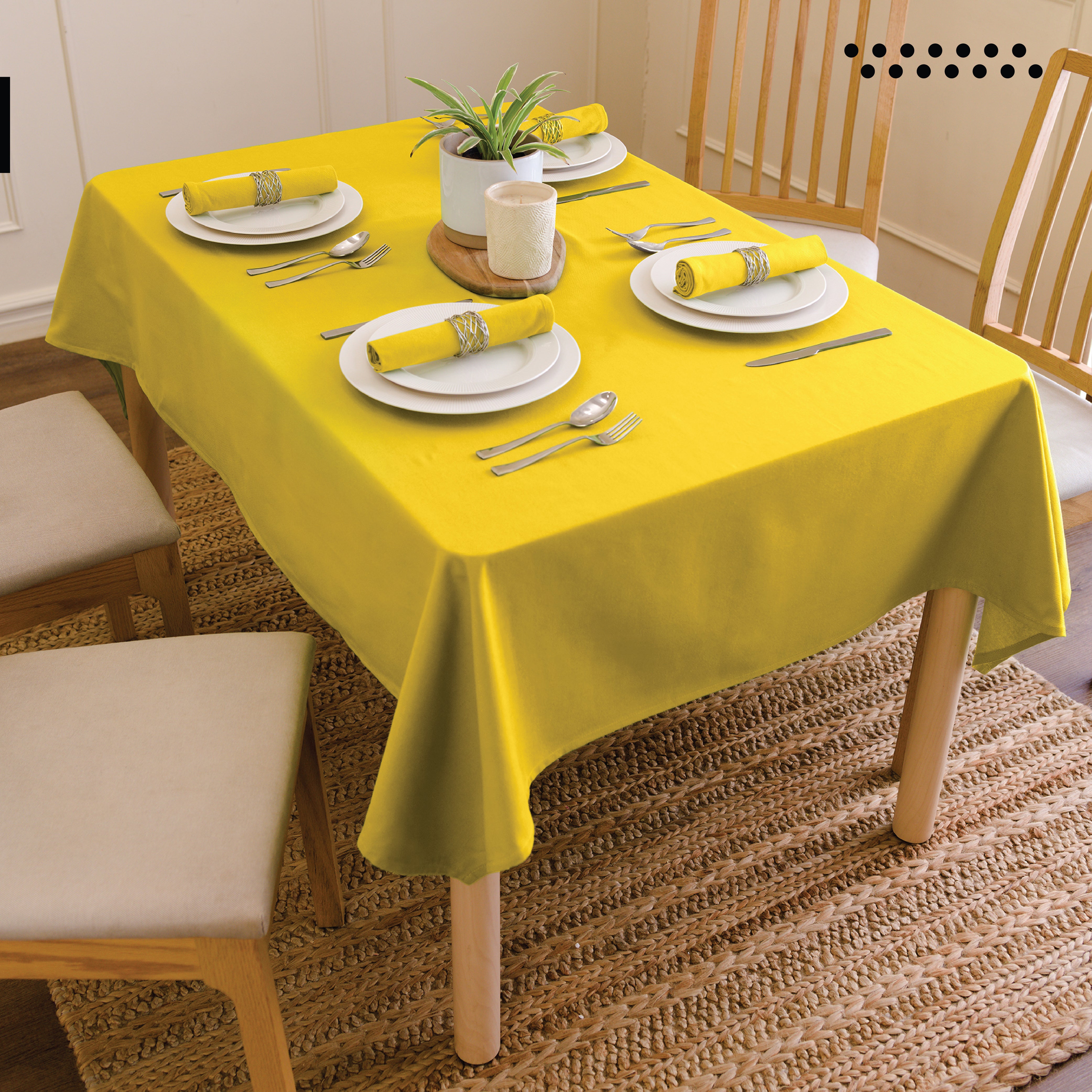 Cotton Sunbeam Yellow Table Cloth (Pack of 1)