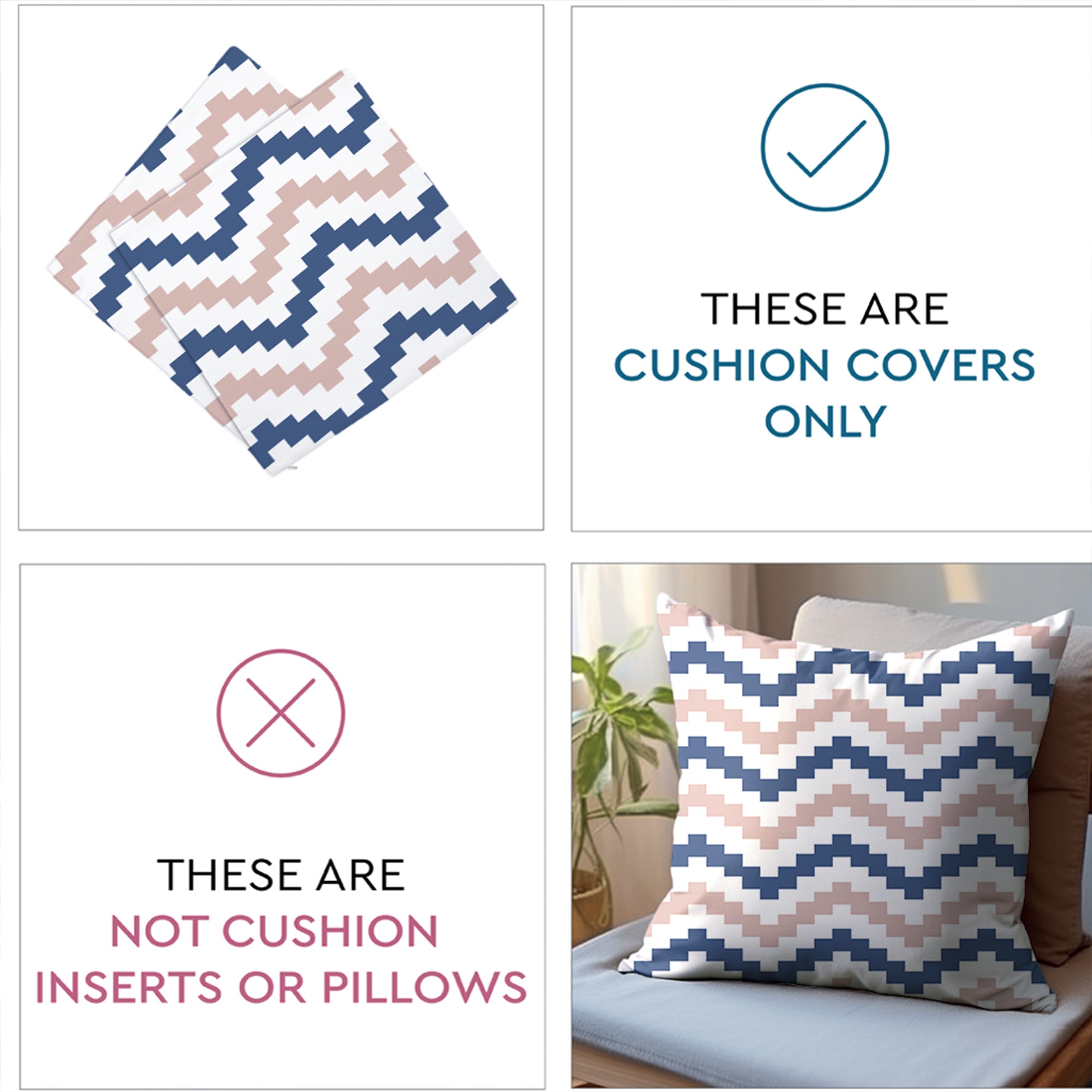 Micro Chevron Blue Cushion Cover