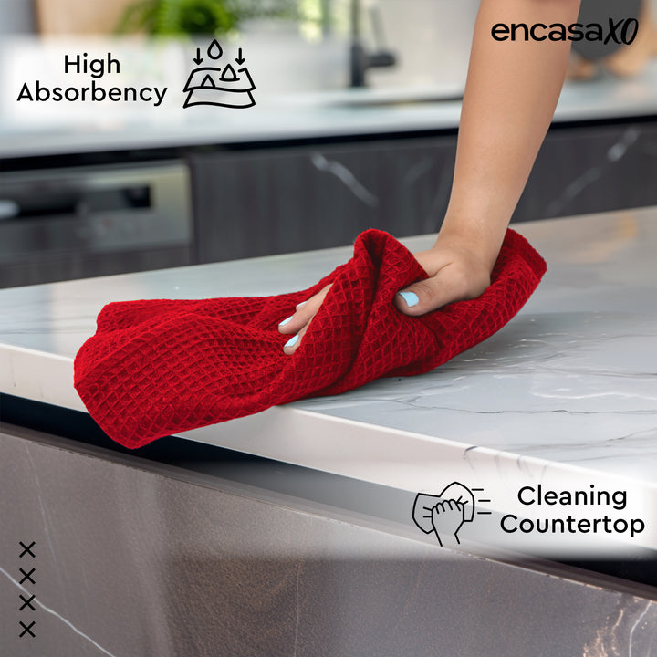 Cotton Red Kitchen Towel (Pack of 4)